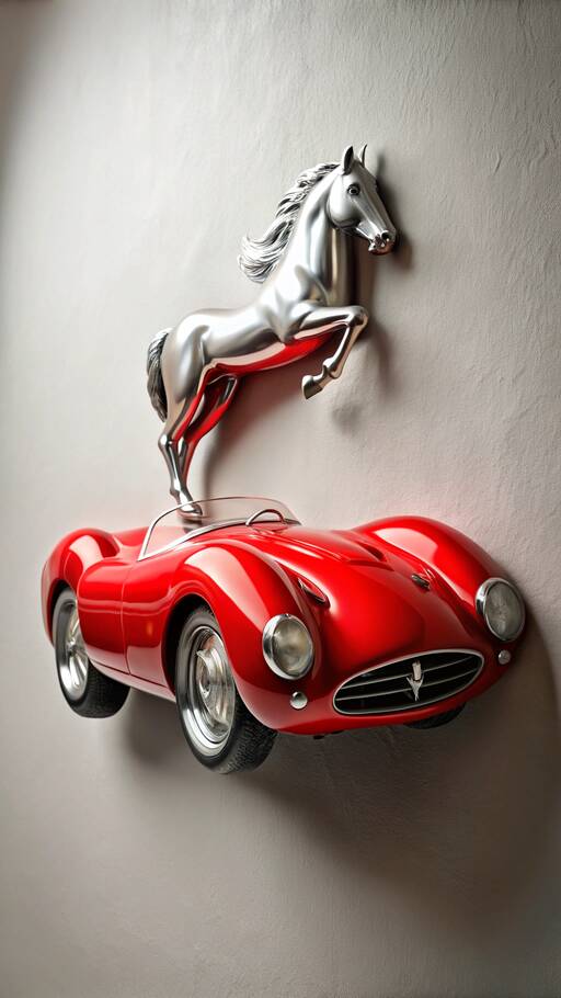 Ein Kunstwerk von Ferrari: Die Testa Rossa J-Wandskulptur